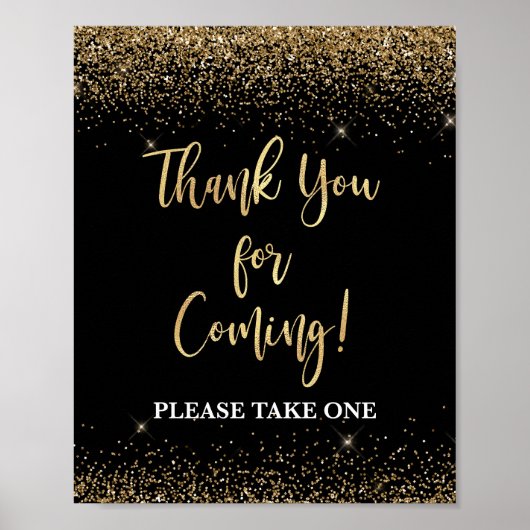 Poster Black & Gold Thank You For Coming Favor Table Sign (Devant)