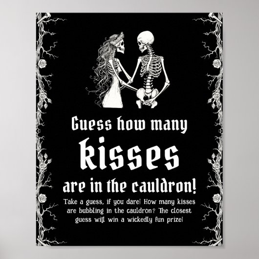 Poster Black Gothic Halloween Devinez Combien De Baisers  (Devant)