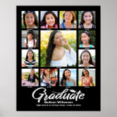 Poster Black Graduation K-12 Photo Collage blanc Script (Devant)