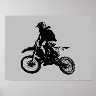 Poster Black Grey Pop Art Motocross Motorcycle Sport