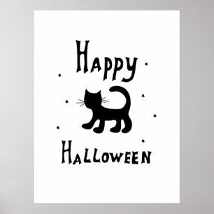 Poster Black Happy Halloween horreur éffrayant