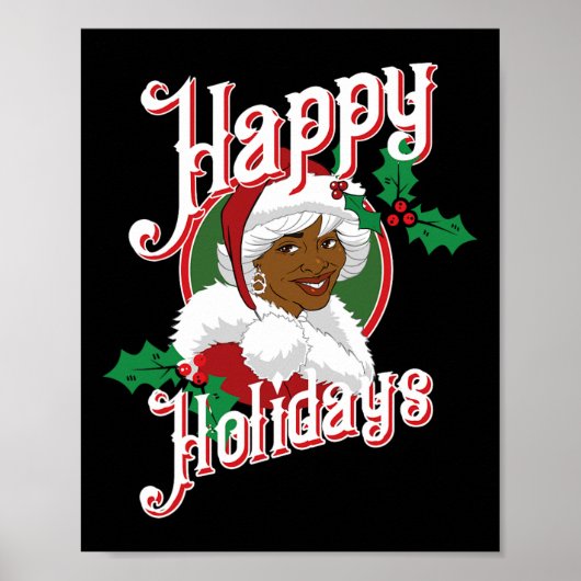 Poster Black happy holiday afro-américain père Noël mrs c (Devant)