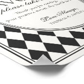 Poster Black Harlequin Checkered Wedding Favors Sign (Coin)
