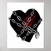 Poster Black Heart Red Chains Cool Gothic Valentines Day  (Devant)