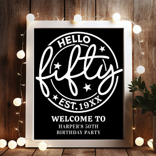 Poster Black Hello Cinquante-ème anniversaire fête Bienve
