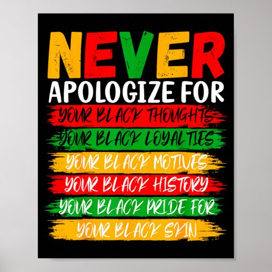 Poster Black History Never Apologize For Your Blackness M (Devant)