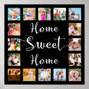 Poster Black Home Sweet Home 14 Family Photo Collage