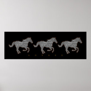 Poster black horse running