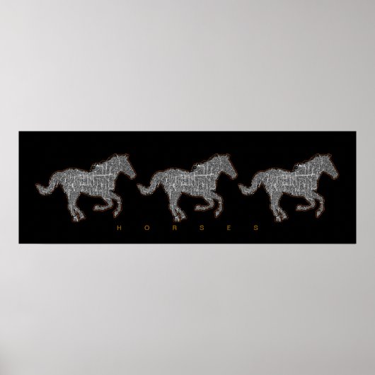 Poster black horse running (Devant)