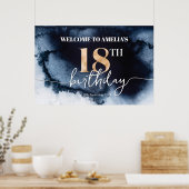 Poster Black Ink Watercolor Bannière de bienvenue 18e ann (Cuisine)