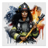 Black Job African American Fire Fighter Sista