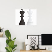 Poster Black king blanc queen pièces d'échecs (Bureau à domicile)