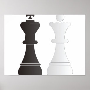 Poster Black king blanc queen pièces d'échecs