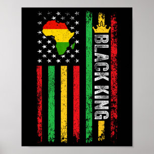 Poster Black King Melanin African American Flag Black Son