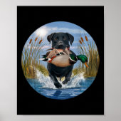 Poster Black Lab Labrador Chasse Canards Aquarelle Jaune (Devant)