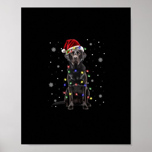 Poster black lab labrador chien lumières de Noël xmas pèr (Devant)