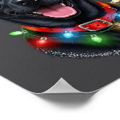 Poster Black Lab Labrador Christmas Dog Santa Hat Light P (Coin)