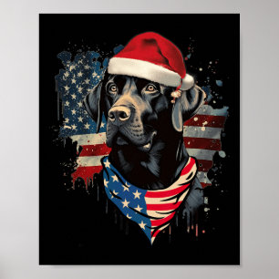 Poster Black Lab Labrador Vintage Père Noël Pajama de Noë