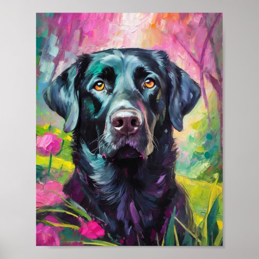 Poster Black Lab Portrait Art Moderne (Devant)