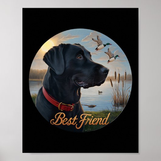 Poster Black Labrador Best Friend. Chasse Canard de sauva (Devant)