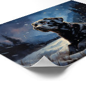 Poster Black Labrador la nuit d'hiver (Coin)