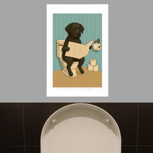 Poster Black Labrador Lecture journal sur Toilet