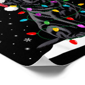 Poster Black Labrador Santa Hat Reindeer Tree Lights Chri (Coin)