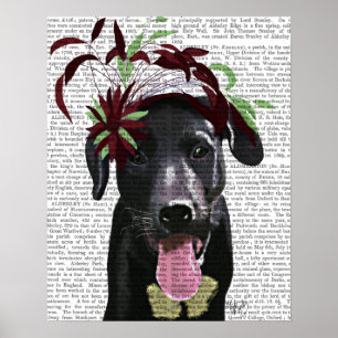 Poster Black Labrador With Green Fascinator
