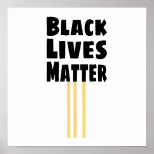 Poster Black Lives Matt BLM trois rayures jaunes