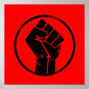 Poster Black Lives Matter FIST (arrière - plan rouge) #BL
