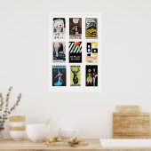 Poster Black Matchbox Labels Grid Print, Vintage Ephemera (Cuisine)