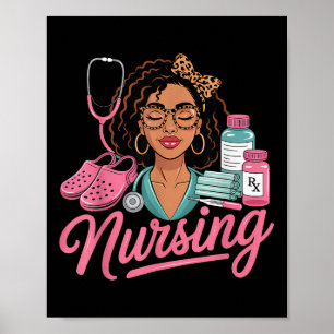 Poster Black Melanin Nurse Afro Black Histoire Cheveux Mé