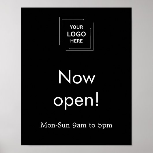 Poster Black Modern Business Logo Open Heures Écran (Devant)