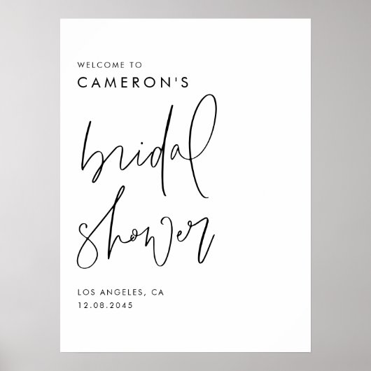 Poster Black Modern Handwritten Script Bridal Shower (Devant)