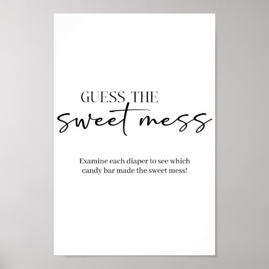 Poster Black Modern Simple Script Baby Guess Sweet Mess (Devant)