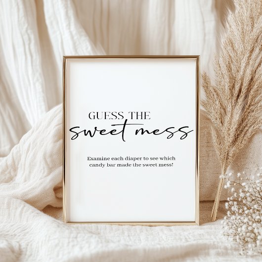 Poster Black Modern Simple Script Baby Guess Sweet Mess