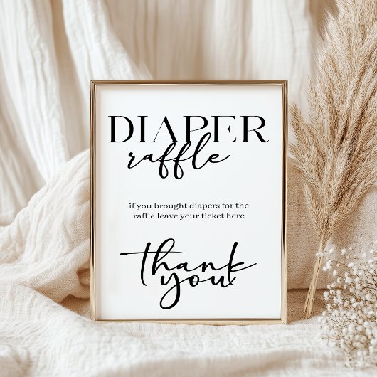 Poster Black Modern Simple Script Baby Shower Diaper