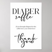 Poster Black Modern Simple Script Baby Shower Diaper (Devant)