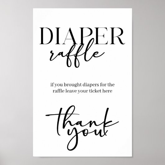 Poster Black Modern Simple Script Baby Shower Diaper (Devant)