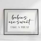 Poster Black Modern Simple Script Baby Shower Favor