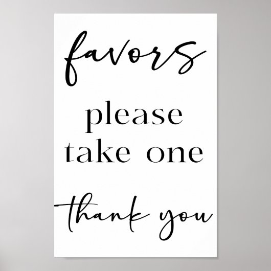 Poster Black Modern Simple Script Baby Shower Favors (Devant)