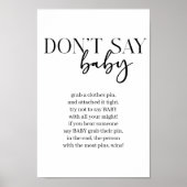 Poster Black Modern Simple Script Baby Shower Game (Devant)