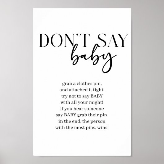 Poster Black Modern Simple Script Baby Shower Game (Devant)