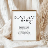 Poster Black Modern Simple Script Baby Shower Game