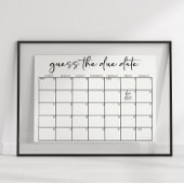 Poster Black Modern Simple Script Baby Shower Guess Date