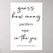 Poster Black Modern Simple Script Baby Shower Guess Game (Devant)