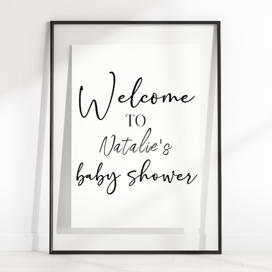 Poster Black Modern Simple Script Shower Sign