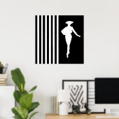 Poster Black Modern Stripes avec Silhouette de mode (Bureau à domicile)