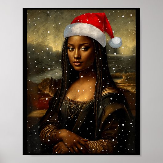 Poster Black Mona Lisa African American Christmas Santa H (Devant)