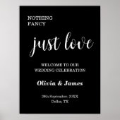 Poster Black Nothing Fancy Just Love Wedding Welcome  (Devant)